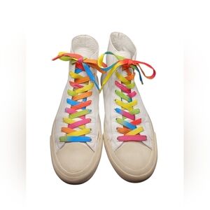 🌈 Louis Vuitton Men’s High-Top Sneakers – White Leather – US 9.5 Made in Italy